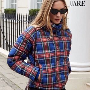 Forever 21 Multicolor Plaid Puffer Jacket